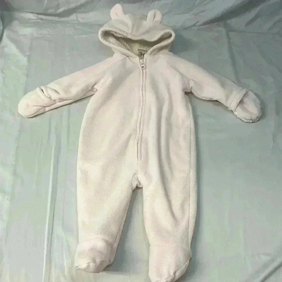 Old Navy - Pink footed bunting bag/snow Sherpa/fleece Size 3-6 months - Picture 1 of 5